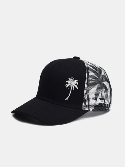 Palm Tree Embroidery Mesh Cotton Baseball Cap