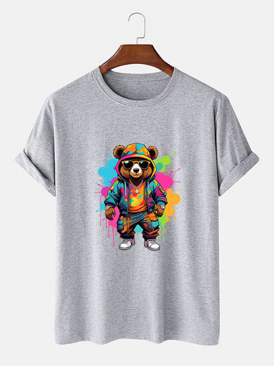 Splash Colorful Bear Print T-Shirt