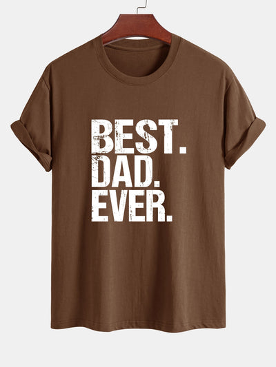 Regular Fit Best Dad Ever Print Cotton T-Shirt