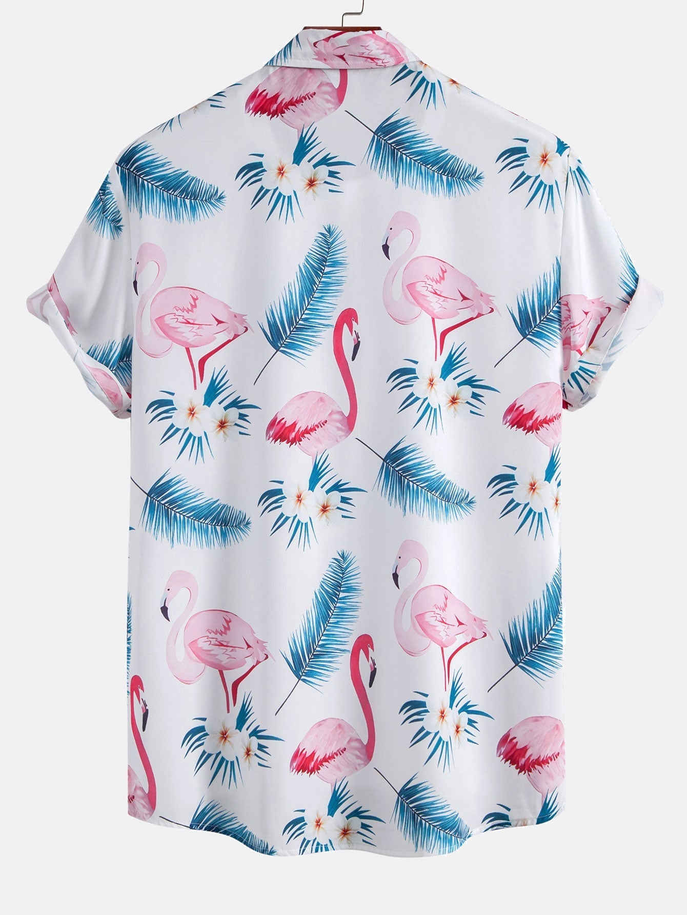 Flamingo Leaf Print Button Up Shirt