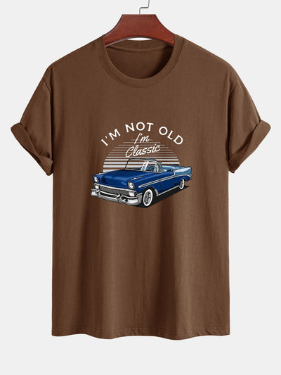 Regular Fit Car Slogan Print Cotton T-Shirt