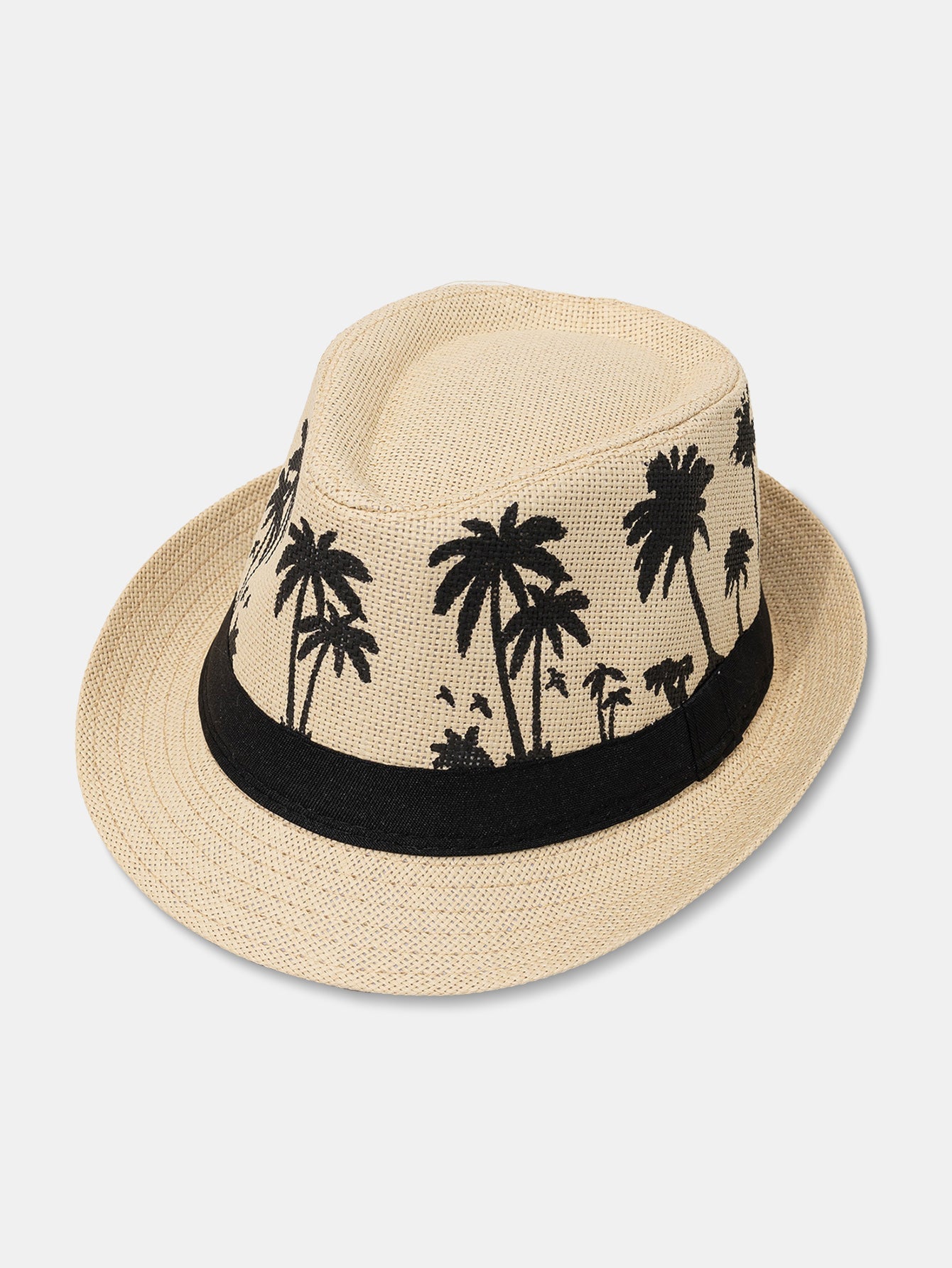 Palm Tree Print Breathable Straw Hat