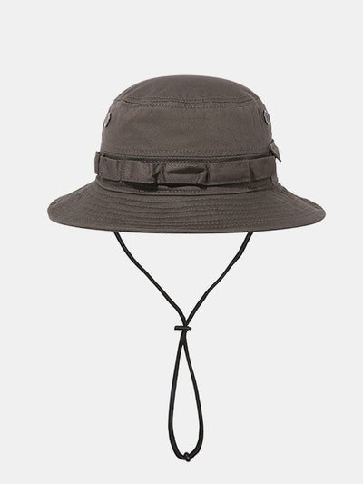 Cotton Bucket Hat With Chin Strap Outdoor Fishing