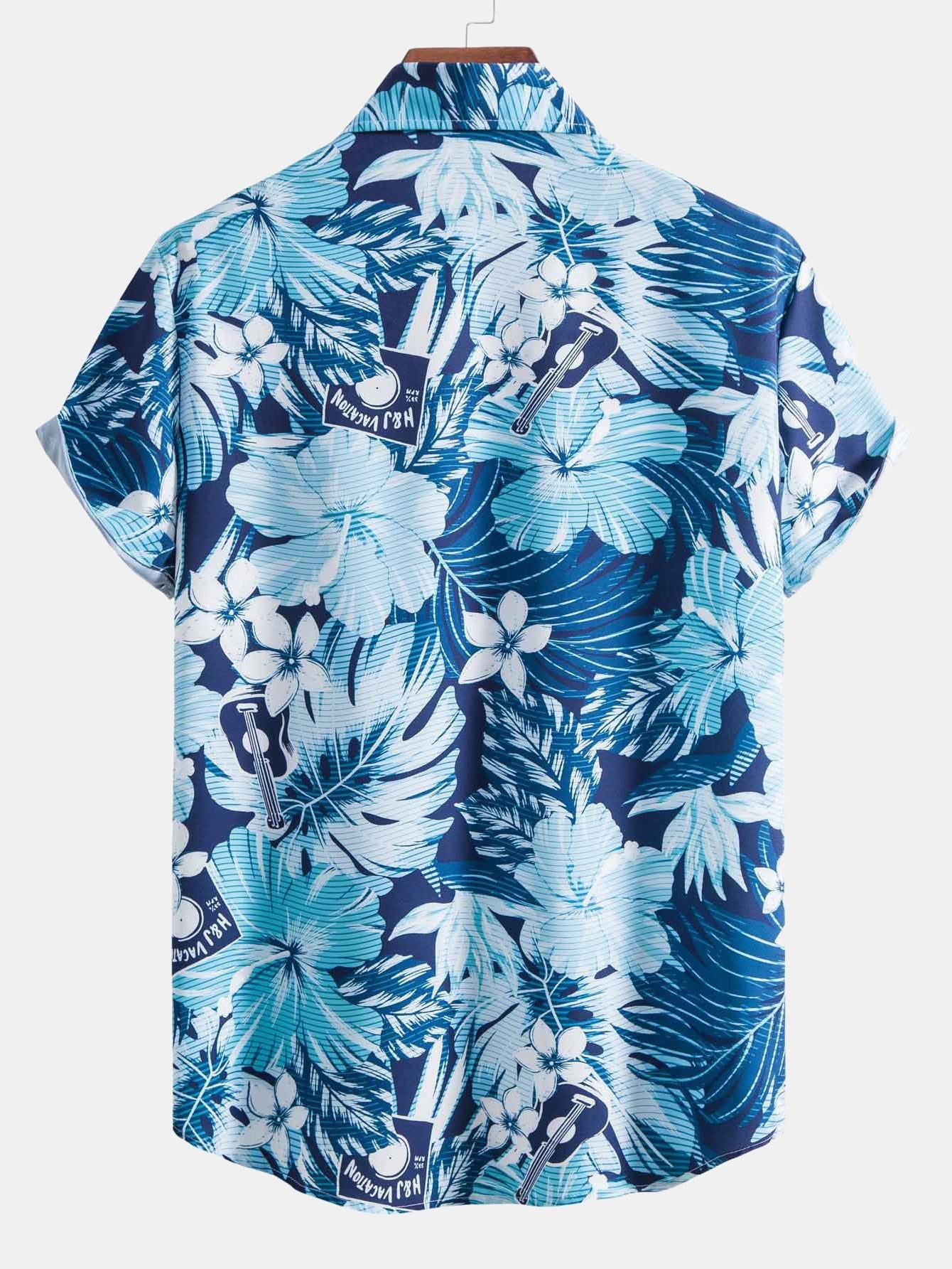 Musical Instrument Tropical Print Button Up Shirt
