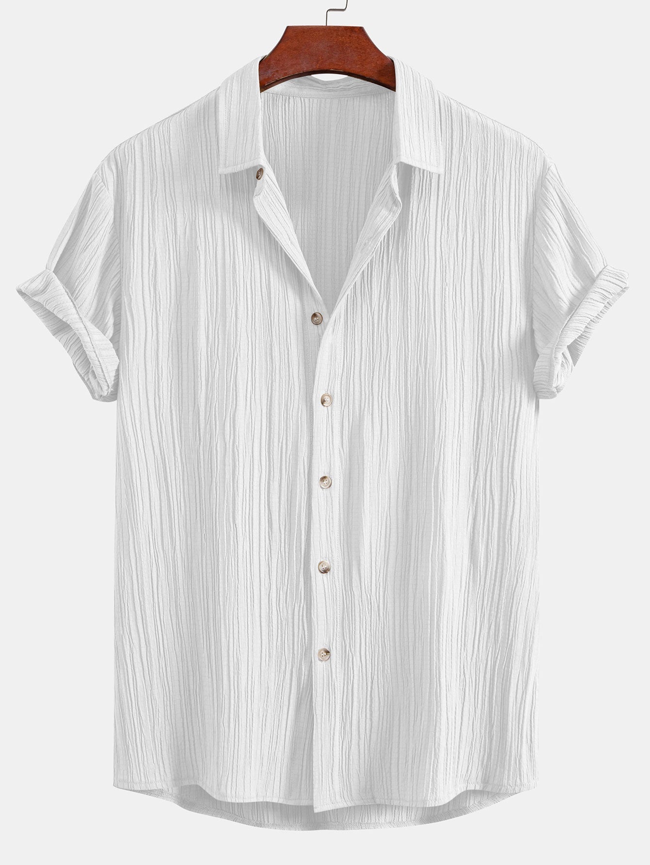 Wrinkled Textured Button Up Shirt