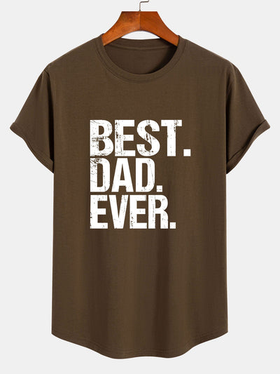 Best Dad Ever Print Cotton Arc Hem T-Shirt