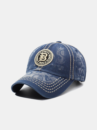 Slogan Patch Embroidery Washed Baseball Cap