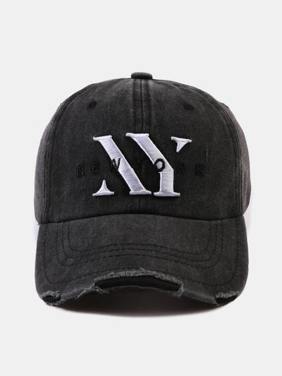 Retro New York Embroidery Cotton Washed Distressed Baseball Cap