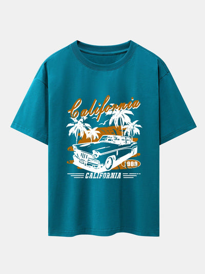California Car Print Drop Shoulder Oversize T-Shirt