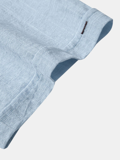Short Sleeve Linen Look Polo Collar Shirt