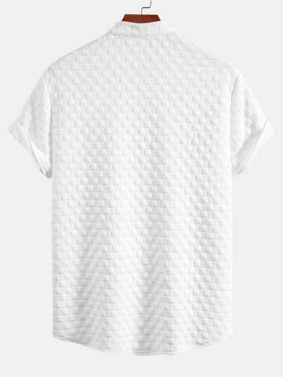 Checkerboard Stand Collar Shirt