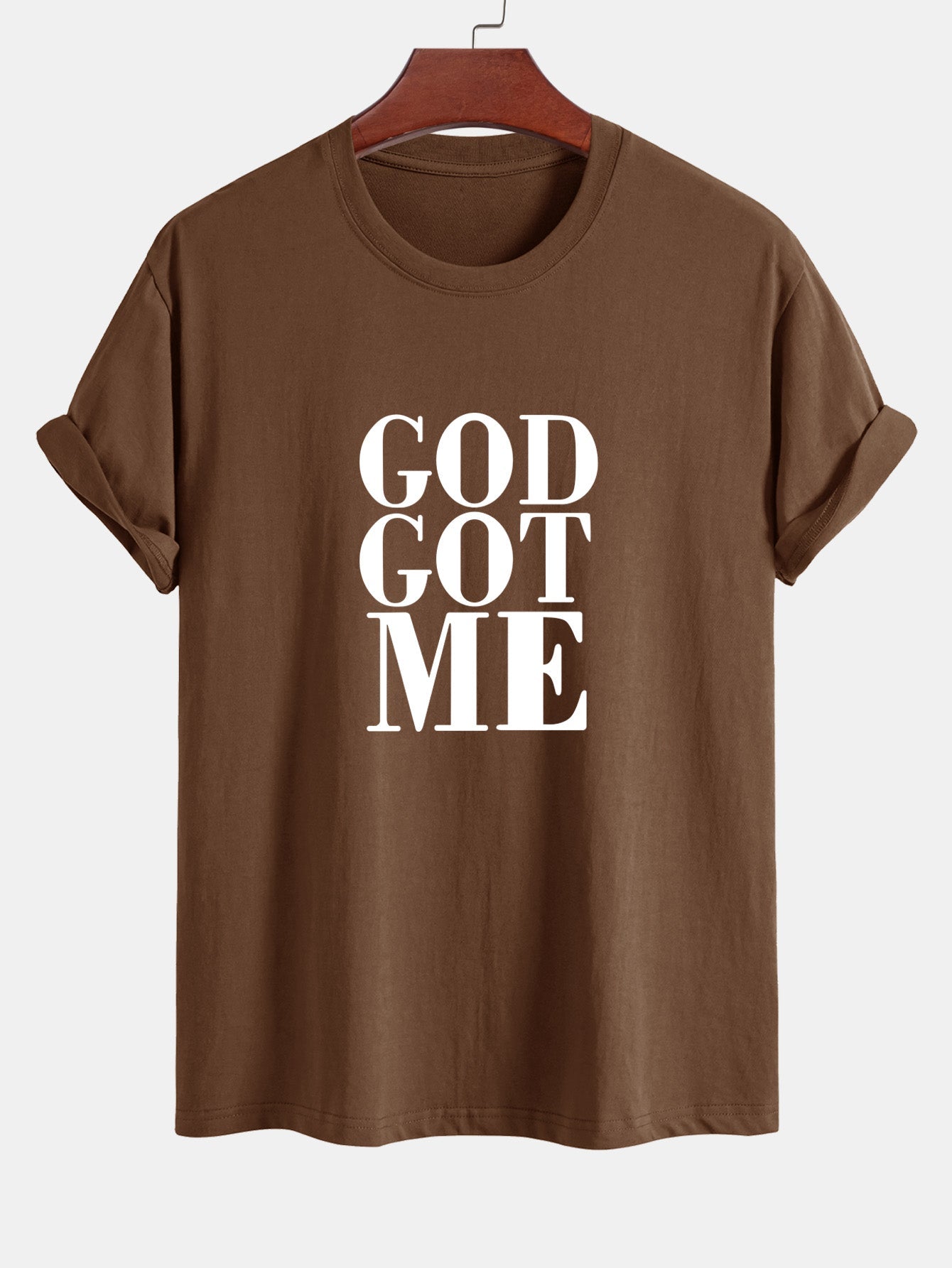 Regular Fit God Got Me Print Cotton T-Shirt
