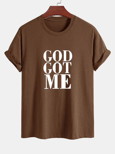 Regular Fit God Got Me Print Cotton T-Shirt