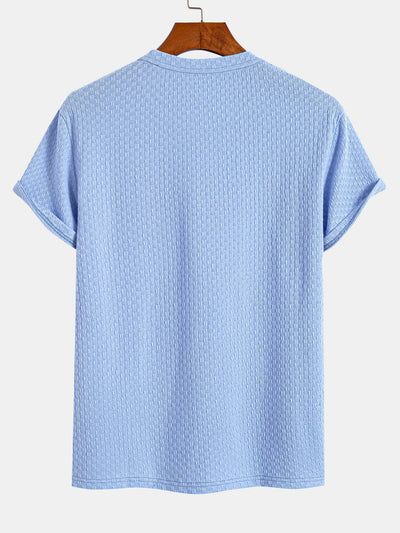 Checkerboard Textured Knitted T-shirt
