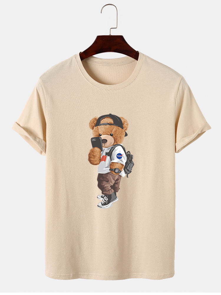 Selfie Bear Print T-Shirt