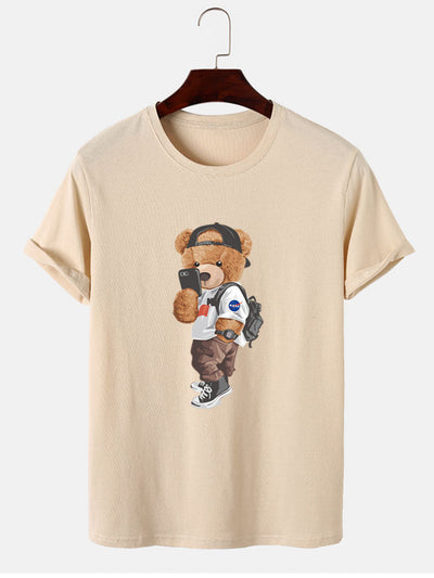 Selfie Bear Print T-Shirt
