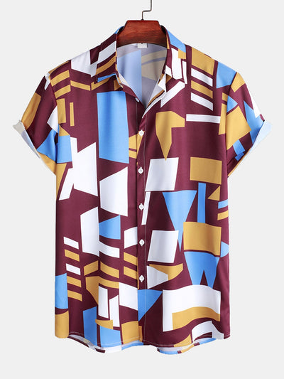 Geometry Print Button Up Shirt