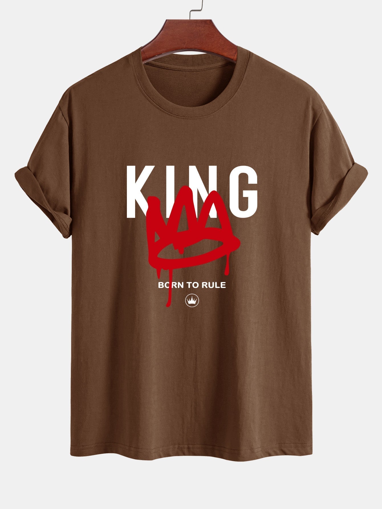 Regular Fit Crown King Print Cotton T-Shirt