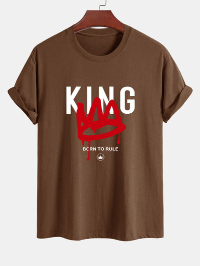 Regular Fit Crown King Print Cotton T-Shirt