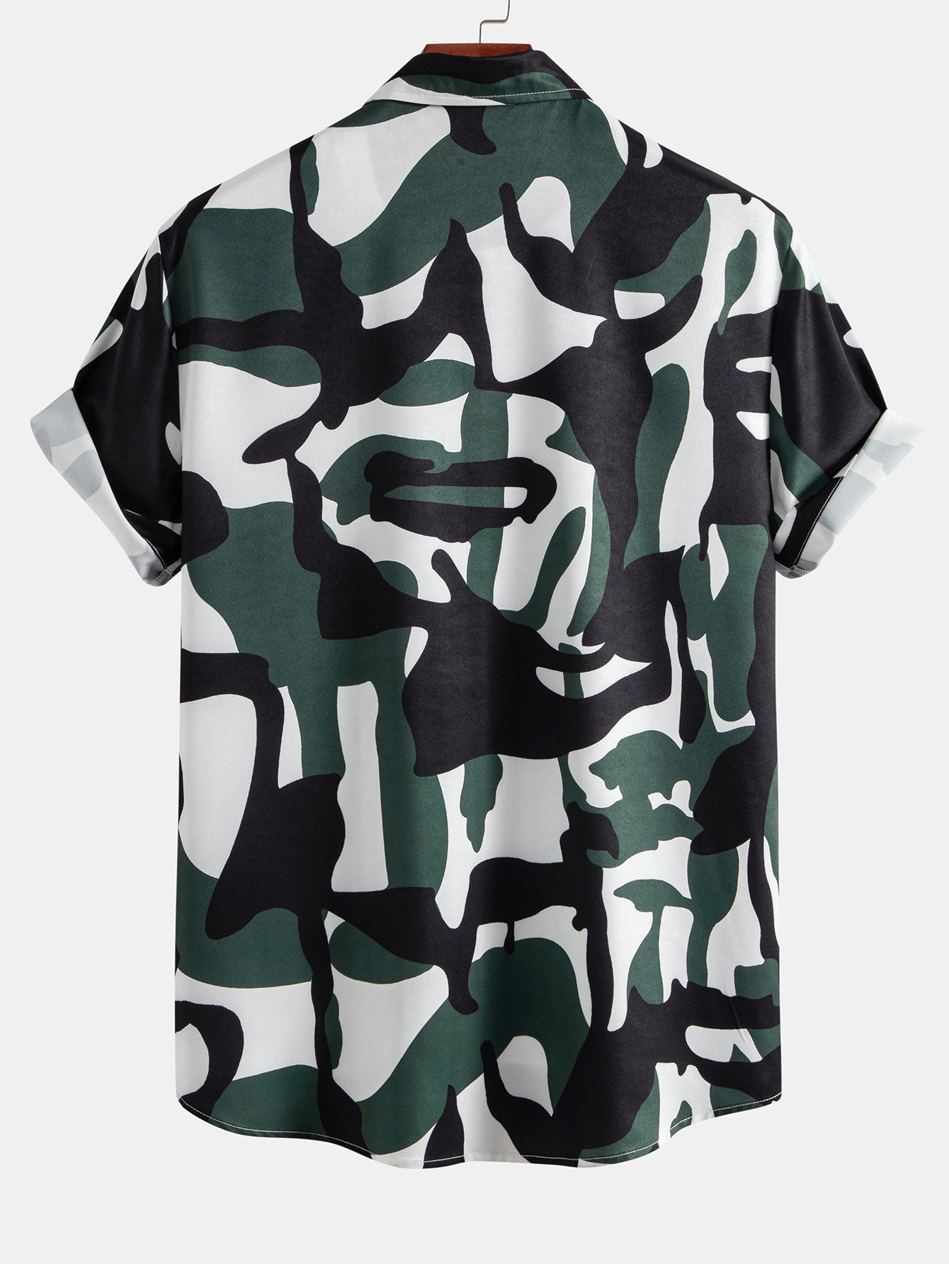 Colorblock Print Button Up Shirt