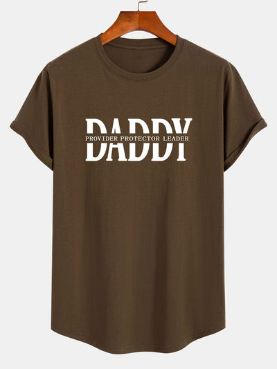 Daddy Print Cotton Arc Hem T-Shirt