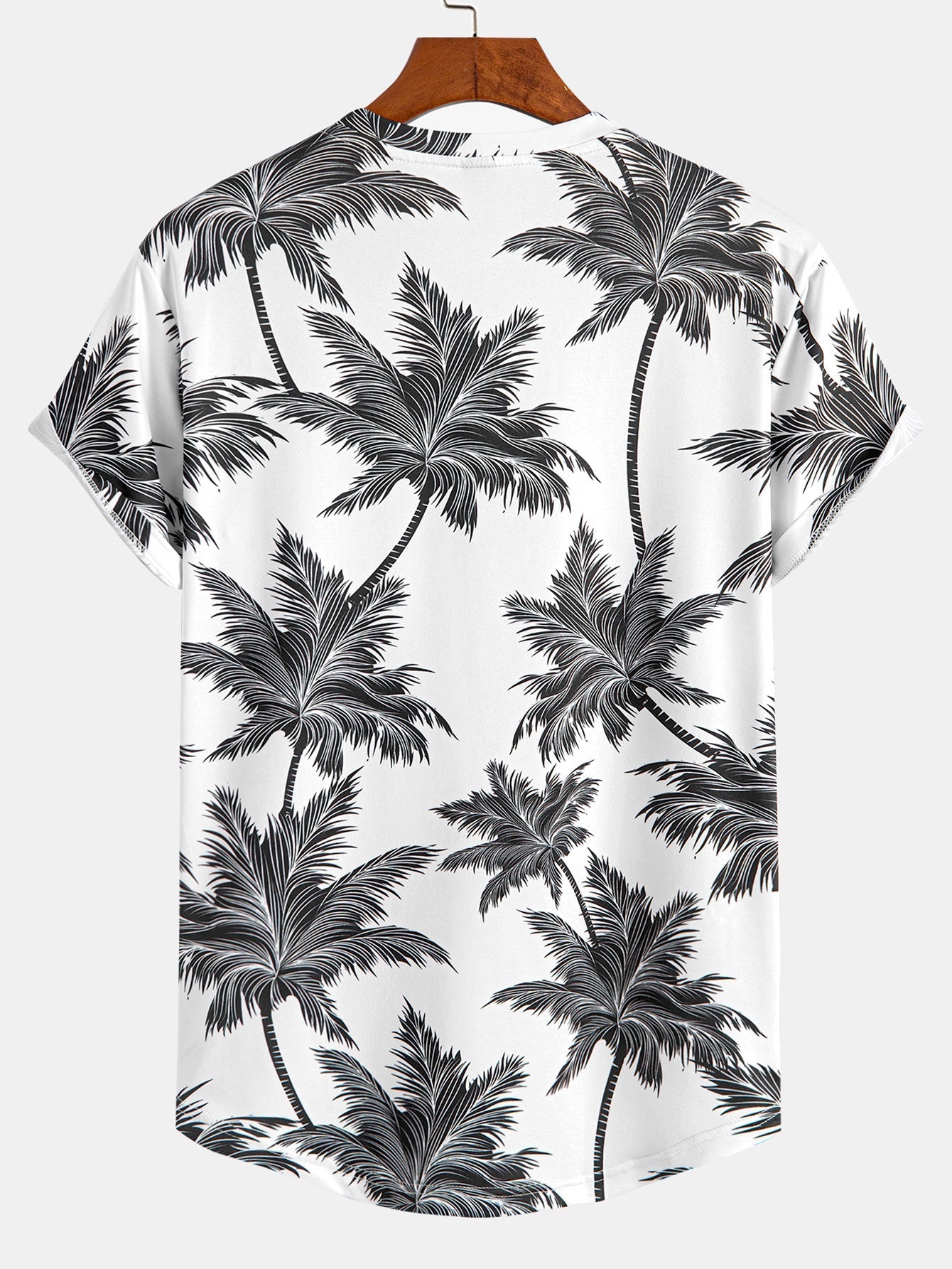 Palm Tree Print Arc Hem T-Shirt