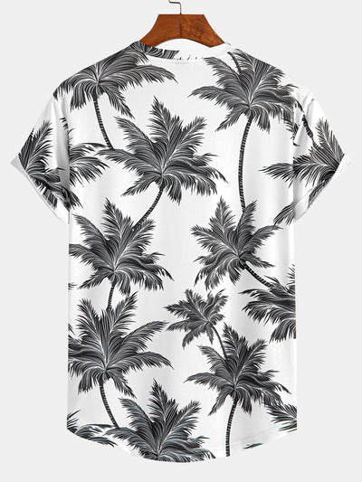 Palm Tree Print Arc Hem T-Shirt