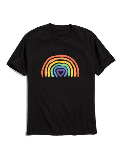 Rainbow Graphic Crew Neck T-Shirts