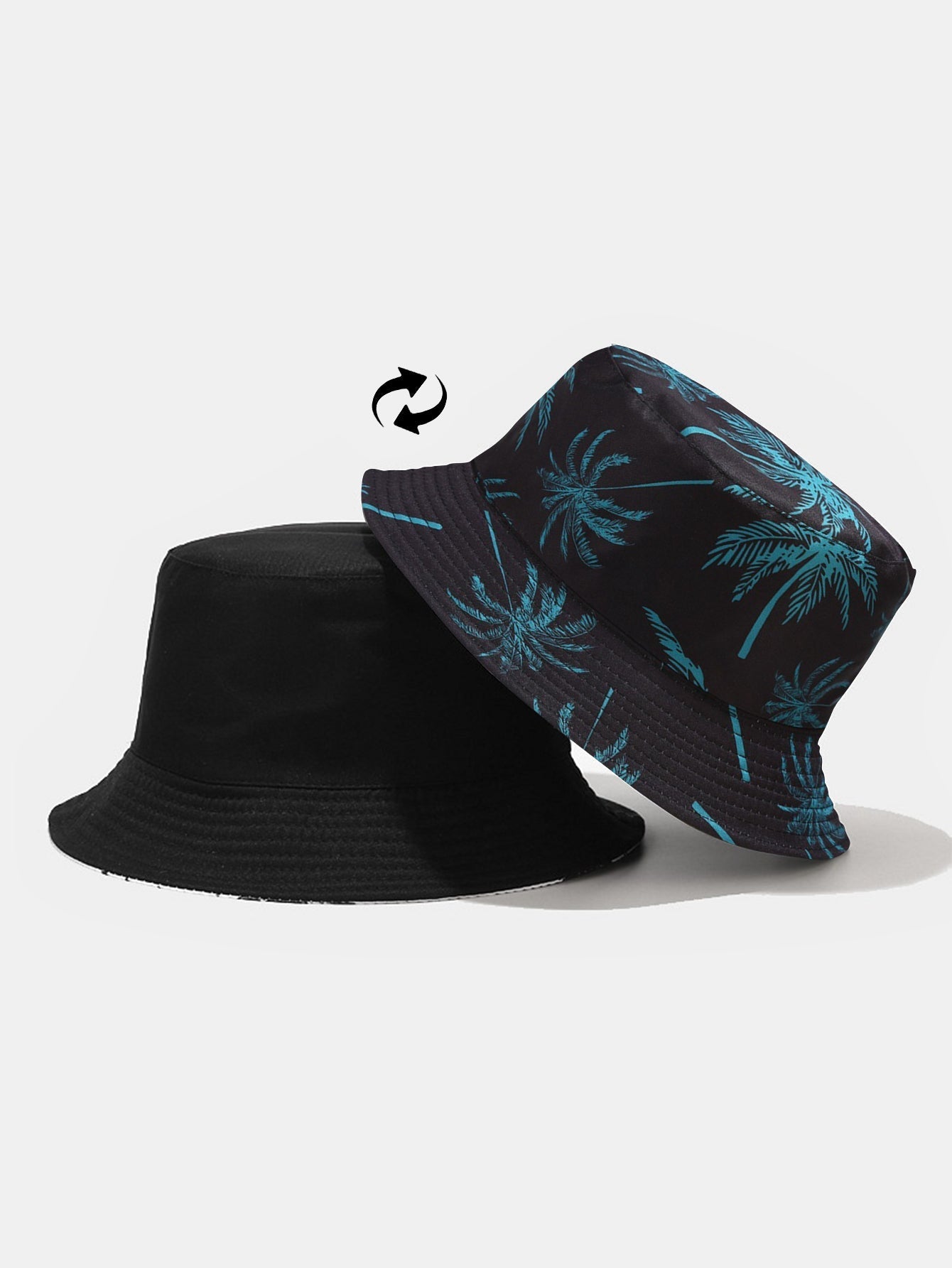 Double Side Reversible Palm Tree Pattern Bucket Hat