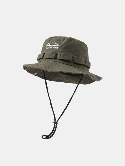 Mountain Pattern Bucket Hat With Chin Strap