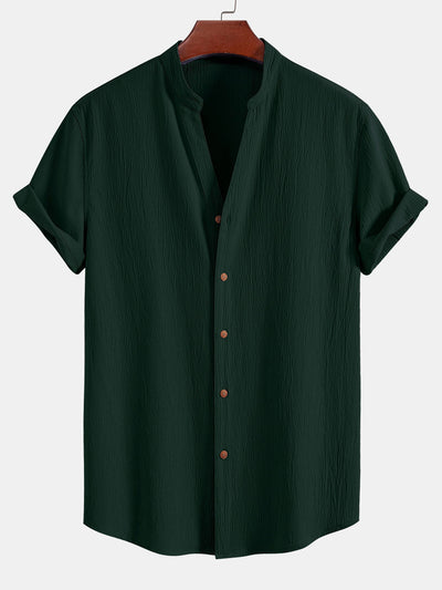 Wrinkled Textured V Neck Shirt