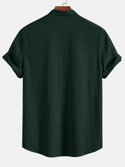 Wrinkled Textured V Neck Shirt