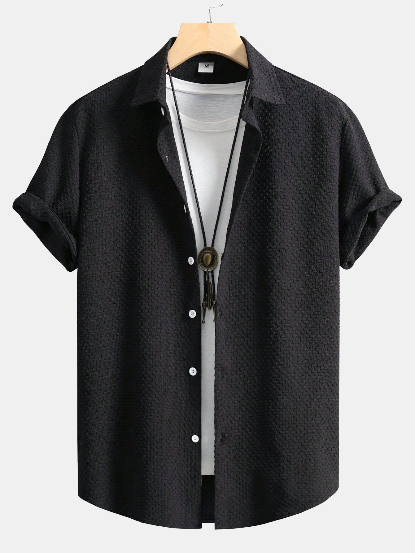 Checkerboard Jacquard Button Up Shirt