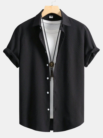Checkerboard Jacquard Button Up Shirt