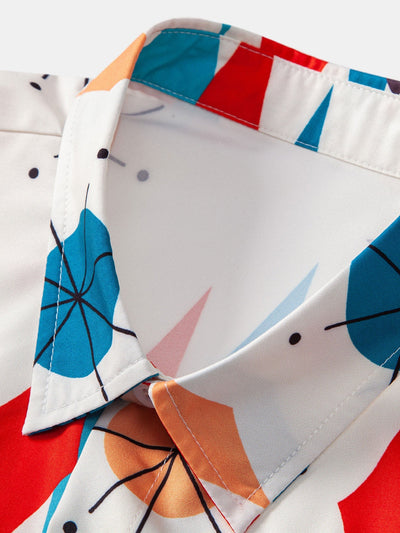Atomic Geometric Print Button Up Shirt