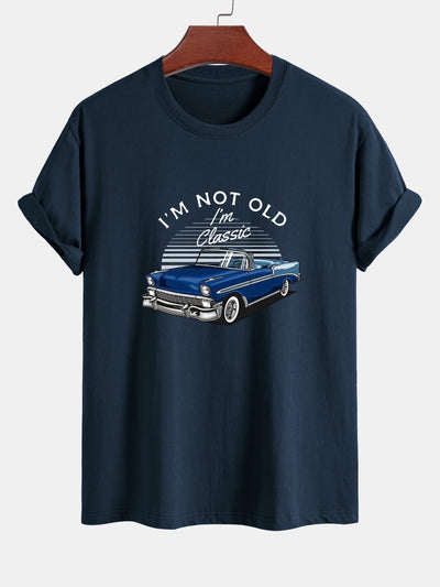Regular Fit Car Slogan Print Cotton T-Shirt