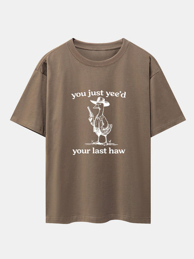 Cowboy Goose Print Drop Shoulder Oversize T-Shirt