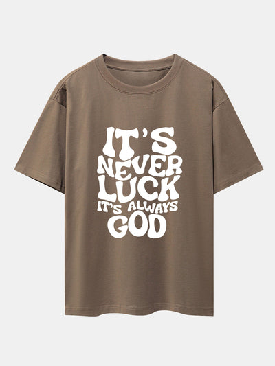 God Slogan Print Drop Shoulder Oversize T-Shirt