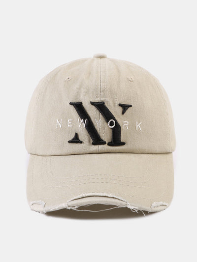 Retro New York Embroidery Cotton Washed Distressed Baseball Cap