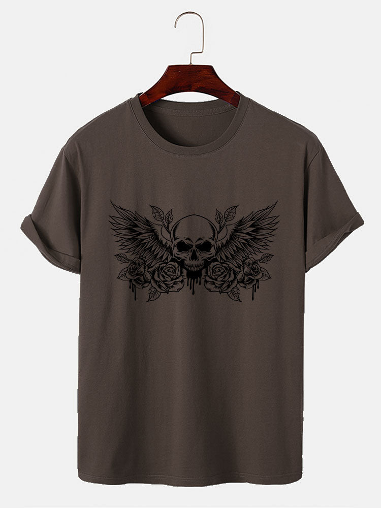 Skull With Wings Print T-Shirt