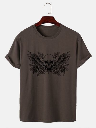 Skull With Wings Print T-Shirt