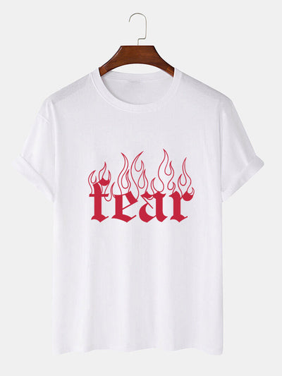 Gothic Flame Letter Print T-Shirt