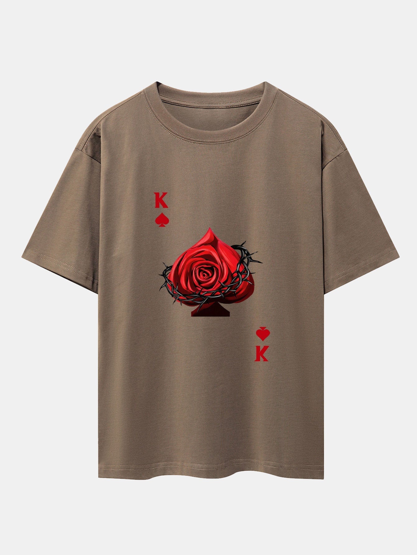 Rose K Print Drop Shoulder Oversize T-Shirt