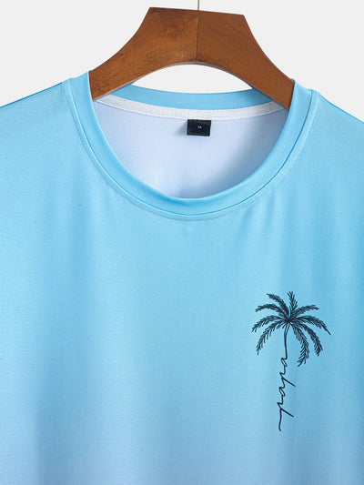 Regular Fit Palm Tree Gradient Print T-Shirt