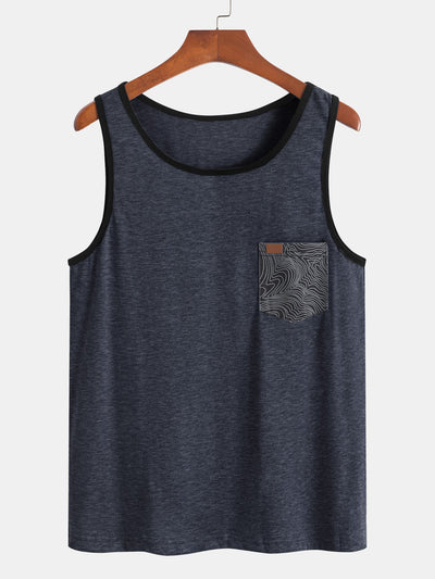 Tank Top With Wave Pattern Pocket