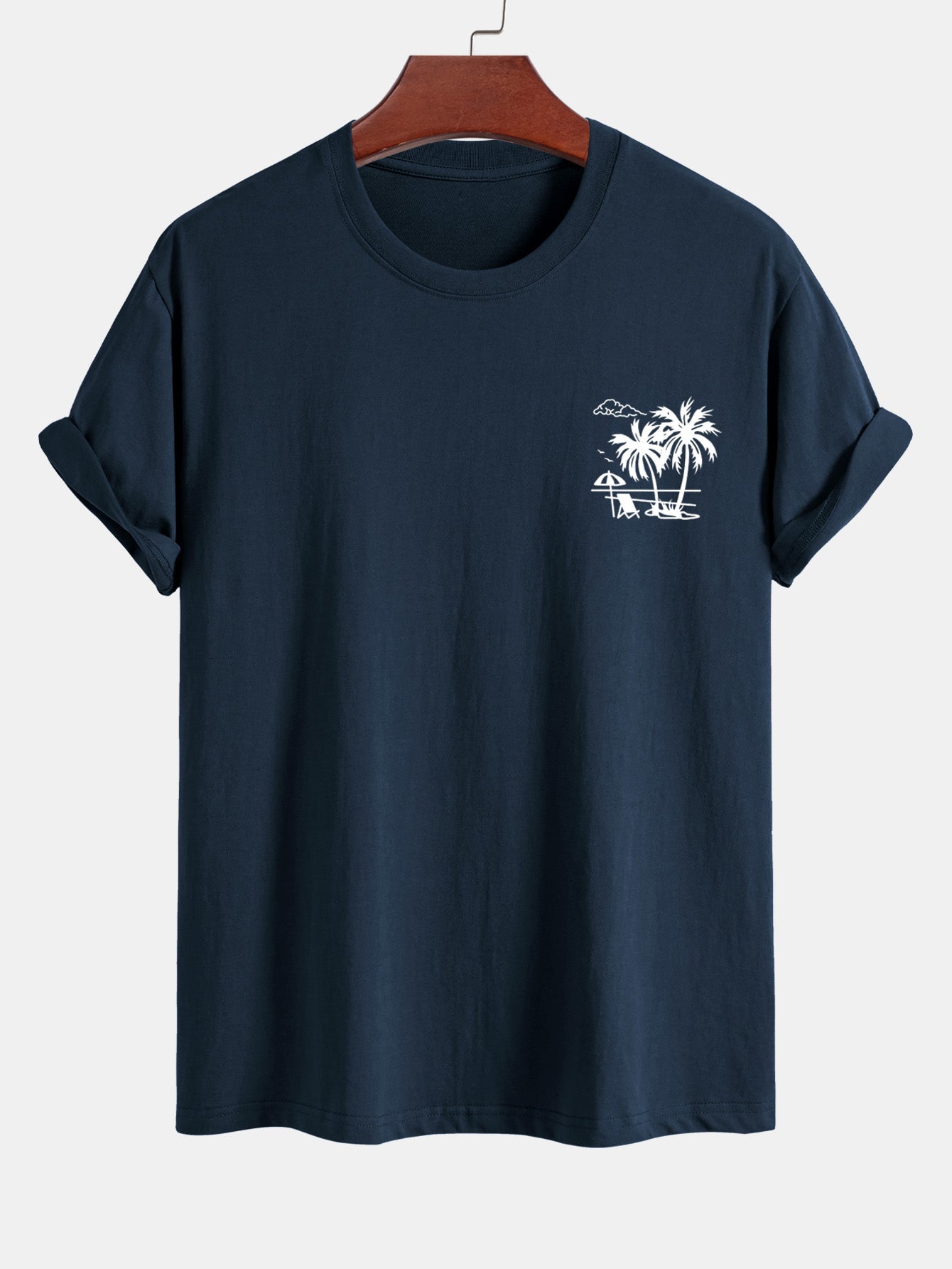 Regular Fit Palm Tree Print Cotton T-Shirt