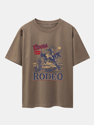 Western Cowboy Print Drop Shoulder Oversize T-Shirt