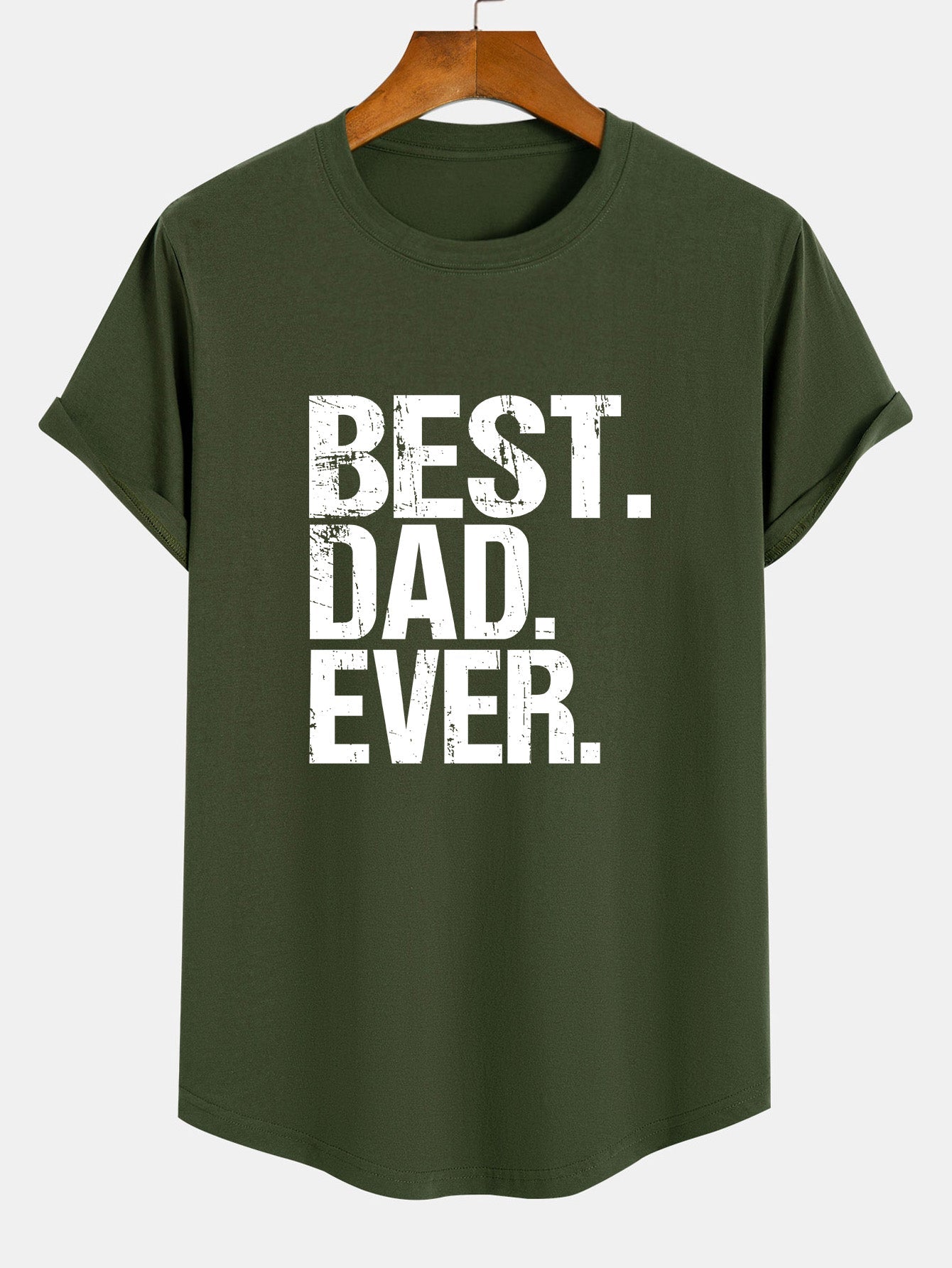 Best Dad Ever Print Cotton Arc Hem T-Shirt
