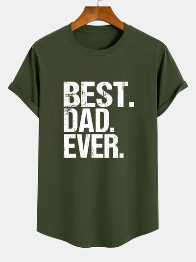 Best Dad Ever Print Cotton Arc Hem T-Shirt