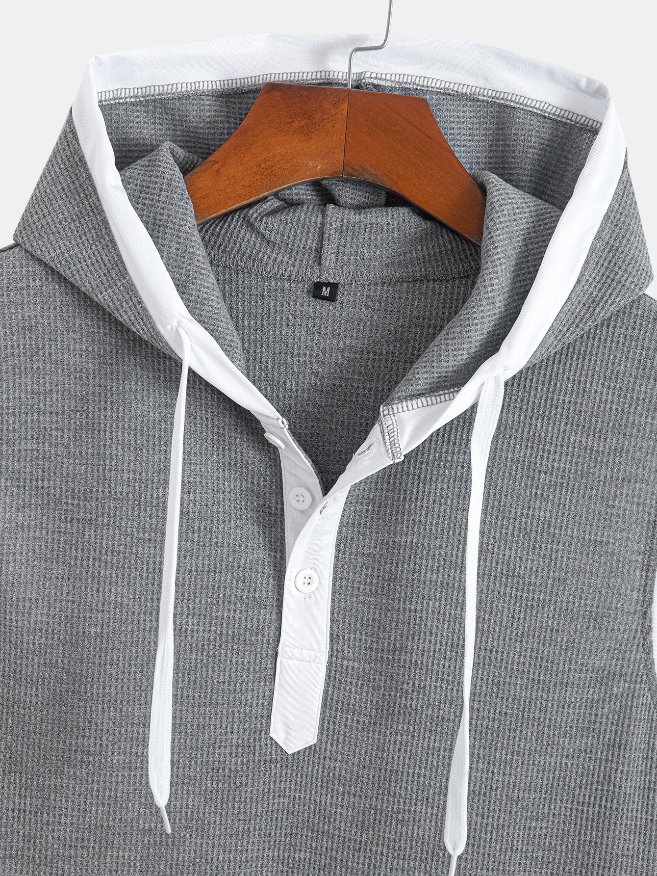 Contrast Waffle Half Open Hooded Vest